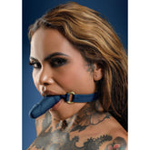 Close-up of the Taboom Silicone Supreme Penis Ball Gag in use
